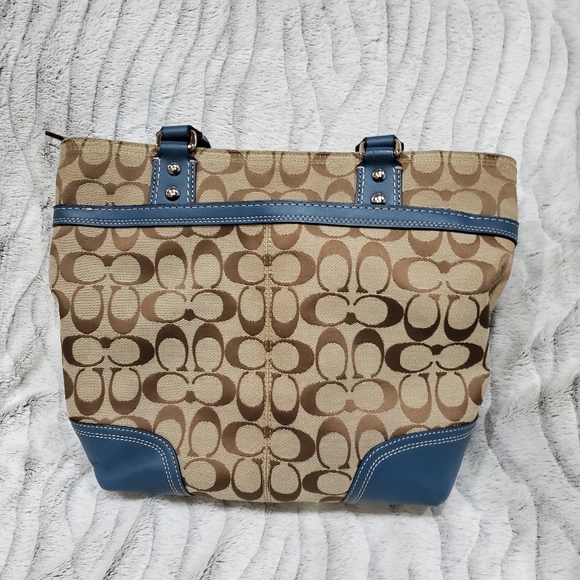 COACH SLATE BLUE HAMPTON TOTE PURSE - Picture 4 of 8